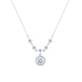 عصفور كريستال سلسلة فضة عيار 925 بتصميم دائري زخرفي مرصع بالزركون